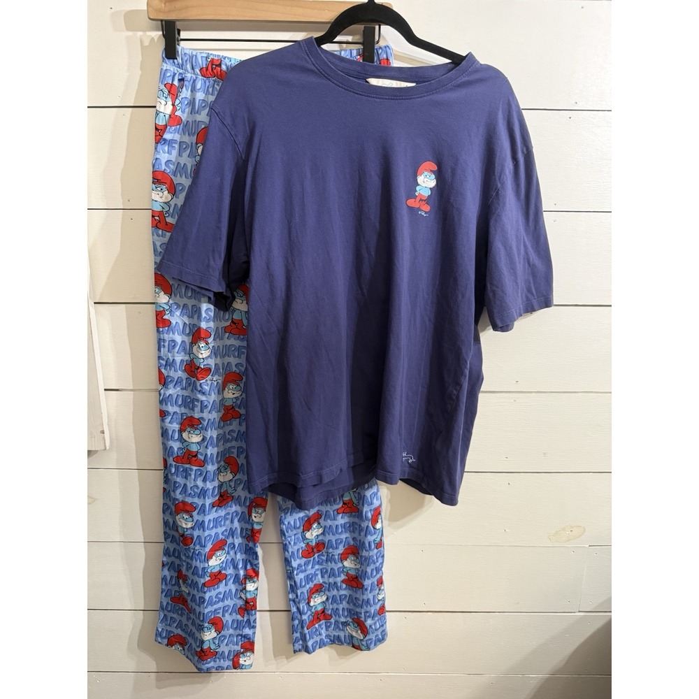 PETER ALEXANDER Papa Smurf 2 pc PJ Set SIZE XS/S Pants Are NWT Blue Loungewear